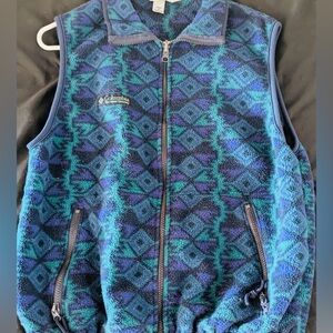 Columbia Purple and Green Geometric Fleece Vest